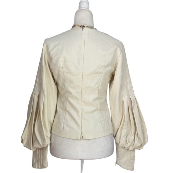 Maison Cinqcent Pleated Balloon Sleeve Top NWOT V Neck Cotton - Picture 5 of 12
